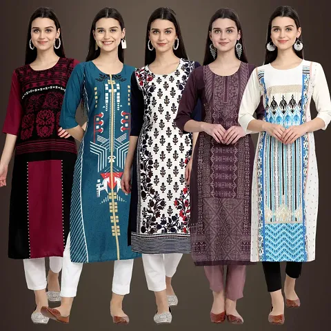 Stylish Fancy Crepe Kurtis - Pack Of 5