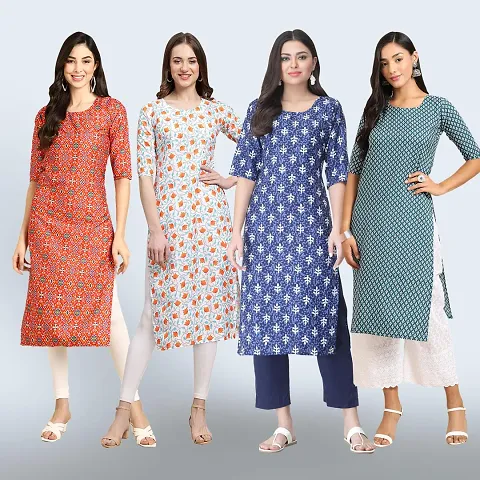 Women Stylish Crepe Straight Kurta