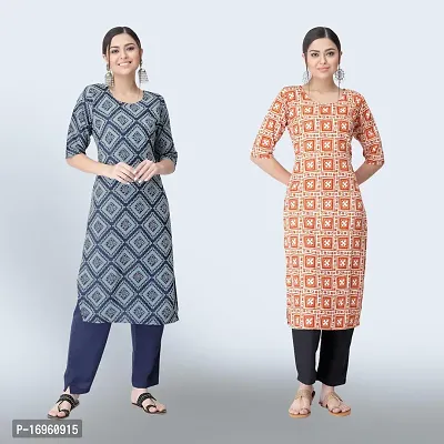 Women Stylish Crepe Ethnic Motif Casual Straight Kurta