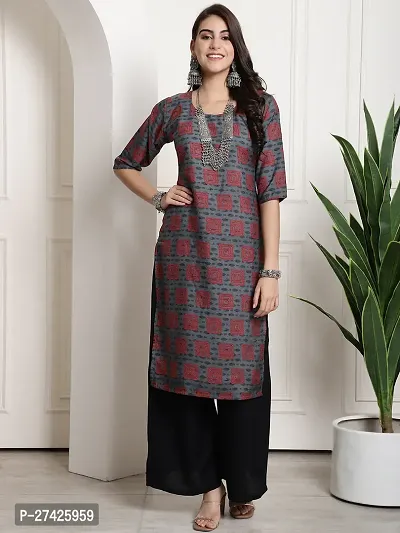 Stylish Red Crepe Stitched Kurta For Women