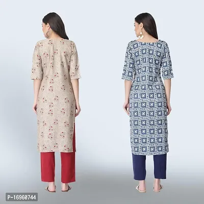 Women Stylish Crepe Ethnic Motif Casual Straight Kurta-thumb2