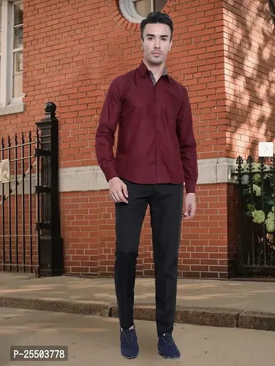 Reliable Maroon Cotton Solid Long Sleeves Formal Shirt For Men