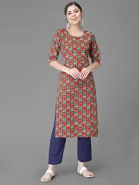 Stylish Crepe Printed Straight Kurta With Pant Set For Women-thumb1