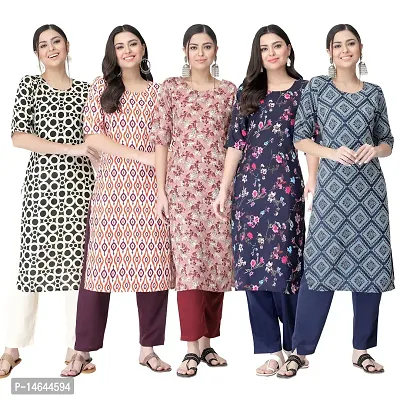 New Crepe Printed Kurtis Combo For Women Pack Of 5