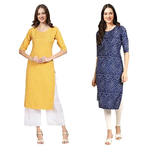 Stylish Crepe Printed Kurti - Pack of 2