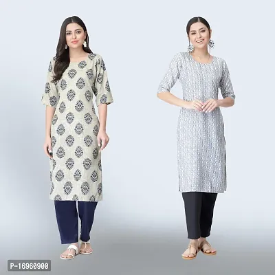 Women Stylish Crepe Ethnic Motif Casual Straight Kurta