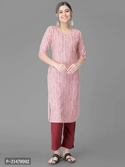 Stylish Crepe Printed Straight Kurta With Pant Set For Women-thumb2