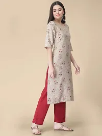 Straight Beige Printed Crepe Kurta-thumb2