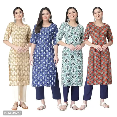 New Crepe Combo Printed Kurtis For Women Pack Of 4-thumb0