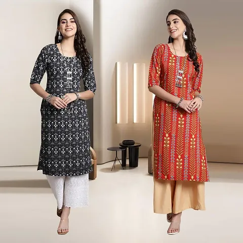 Fancy Rayon Kurtis For Women Pack Of 2