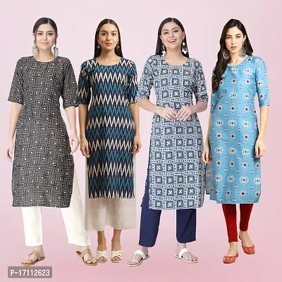 Women Stylish Crepe Printed Straight Kurta