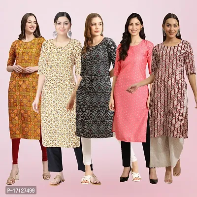 Women Stylish Crepe Printed Straight Kurta-thumb0