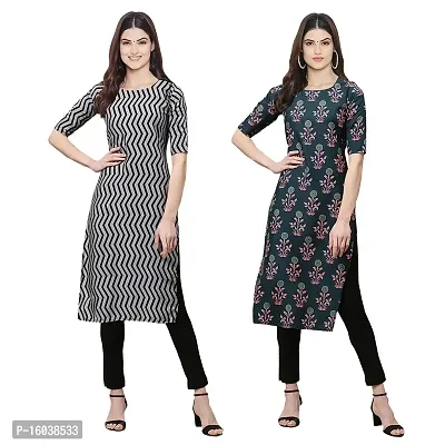 Stylish Digital Printed Women Crepe Kurta- Pack of 2