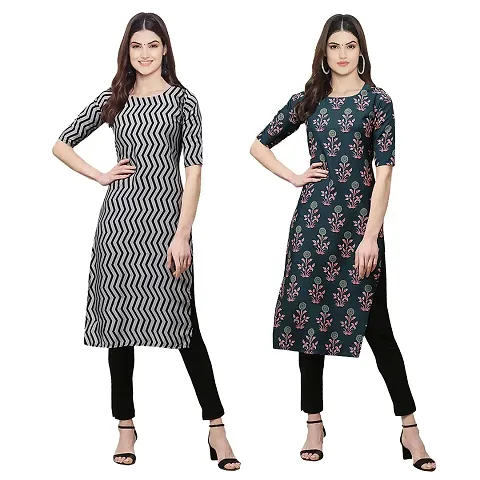 Stylish Crepe Printed Kurti - Pack of 2