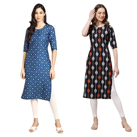 Trendy Crepe Printed Kurti - Pack of 2