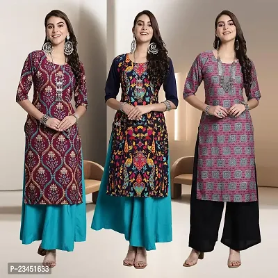 Fancy Rayon Kurtis For Women Pack Of 3-thumb0