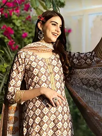 Stylish Cotton Blend Printed Kurta With Pant And Dupatta Set For Women-thumb4