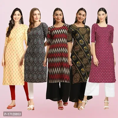 Women Stylish Crepe Printed Straight Kurta