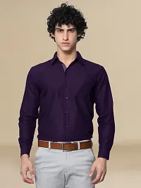 Reliable Purple Cotton Solid Long Sleeve Casual Shirts For Men-thumb3