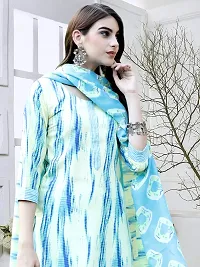 Stylish Cotton Blend Printed Kurta With Pant And Dupatta Set For Women-thumb4