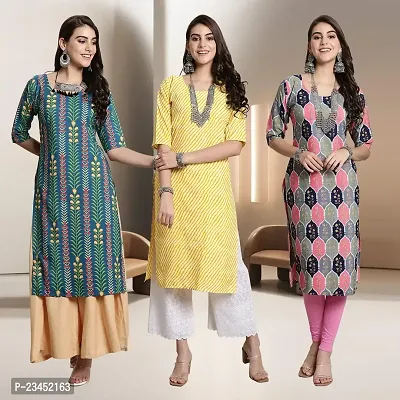 Fancy Rayon Kurtis For Women Pack Of 3-thumb0