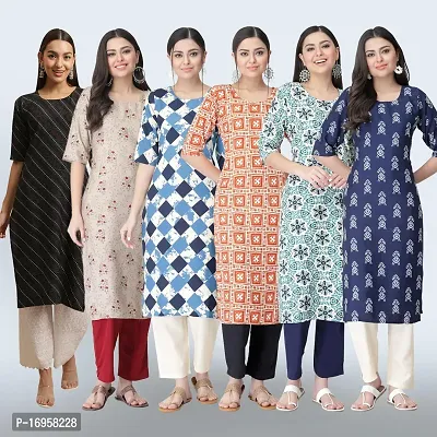 Women Stylish Crepe Printed Straight Kurta Combo-thumb0