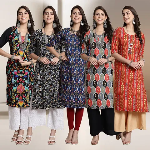 Fancy Crepe Kurtis For Women Pack Of 5