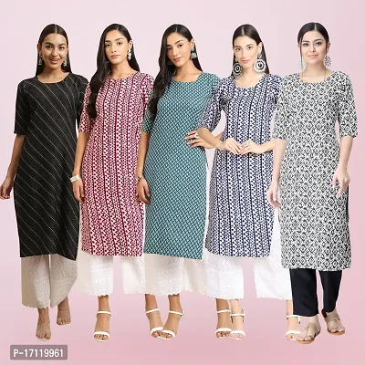 Women Stylish Crepe Printed Straight Kurta