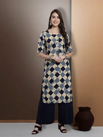 Stylish Multicoloured Straight American Crepe Printed Kurta