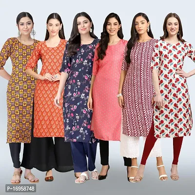 Women Stylish Crepe Printed Straight Kurta Combo-thumb0