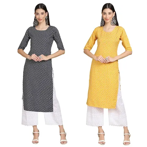 Stylish Crepe Straight Kurta For Women- Pack Of 2