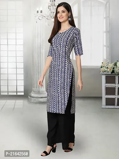 Stylish Navy Blue Crepe Stitched Kurta For Women-thumb2