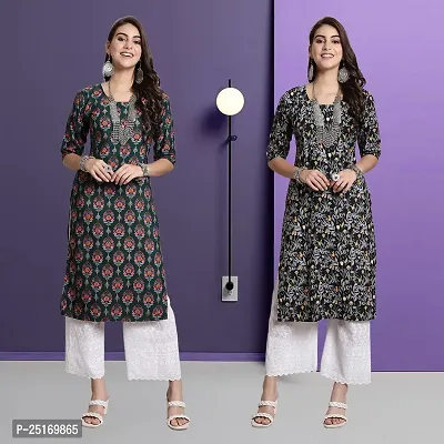 Fancy Crepe Kurtas For Women Pack Of 2-thumb0