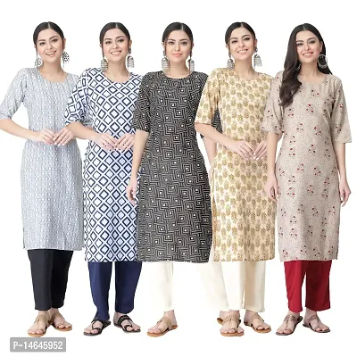 New Crepe Printed Kurtis Combo For Women Pack Of 5