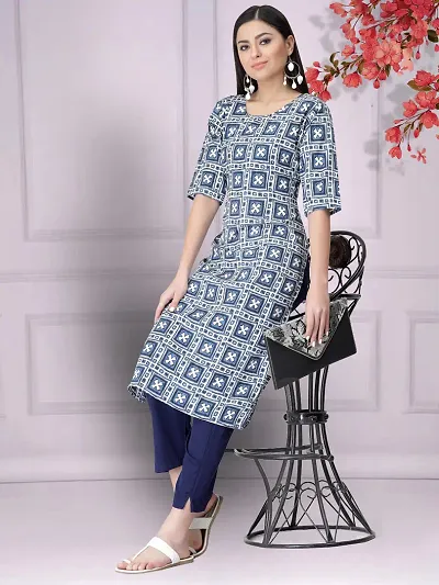 Stylish Straight Crepe Stitched Kurta