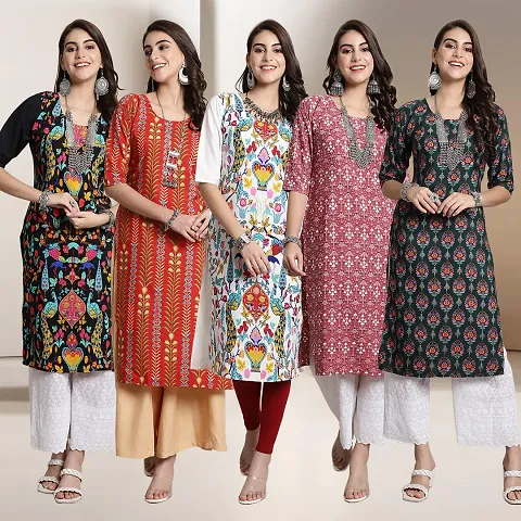 Fancy Crepe Kurtis For Women Pack Of 5