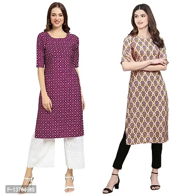 Stylish Crepe Digital Printed Kurta For Women- Pack Of 2