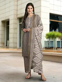 Fancy Cotton Blend Kurta Bottom And Dupatta Set For Women-thumb1