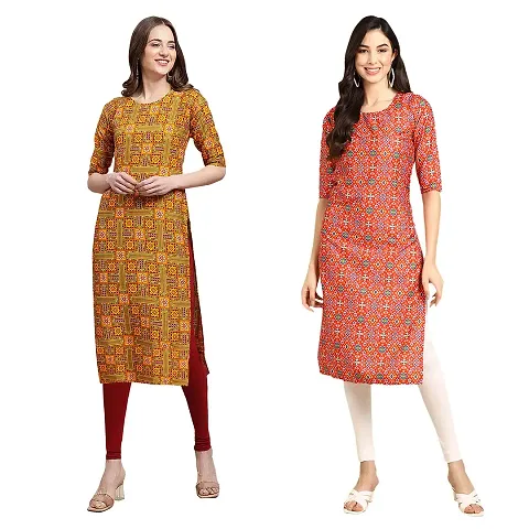 Straight Crepe Kurta Pack Of 2