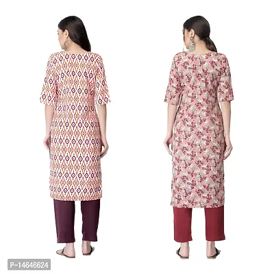 Attarctive Crepe Printed Straight Kurti Combo For Women Pack Of 2-thumb2