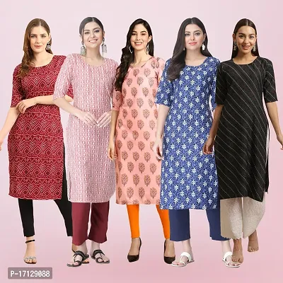 Women Stylish Crepe Printed Straight Kurta-thumb0