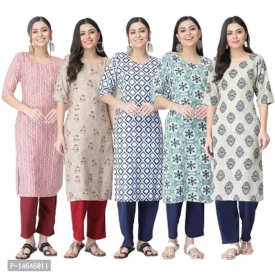 New Crepe Printed Kurtis Combo For Women Pack Of 5