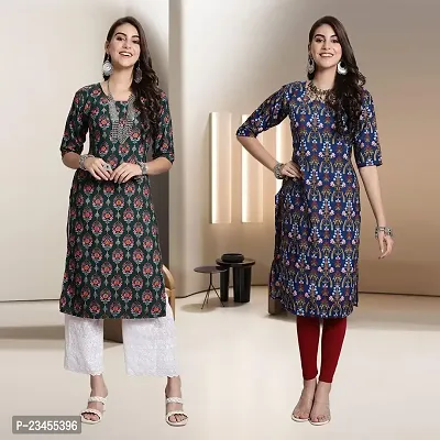 Fancy Rayon Kurtis For Women Pack Of 2-thumb0