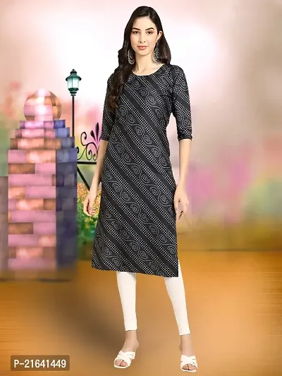 Fancy Crepe Printed Stitched Kurta For Women-thumb0