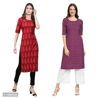 Stylish Digital Printed Women Crepe Kurta- Pack of 2