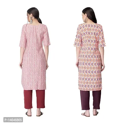 Attarctive Crepe Printed Straight Kurti Combo For Women Pack Of 2-thumb2