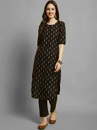 Stylish Black Crepe Printed Kurta Bottom Set For Women-thumb1