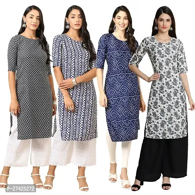 Stylish Multicoloured Crepe Stitched Kurta For Women Pack of 4