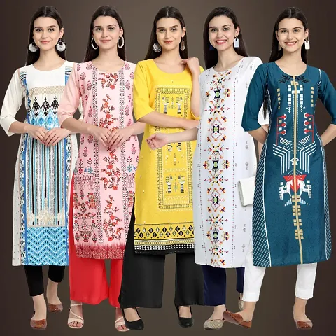 Fancy Crepe Kurtis For Women Pack Of 5