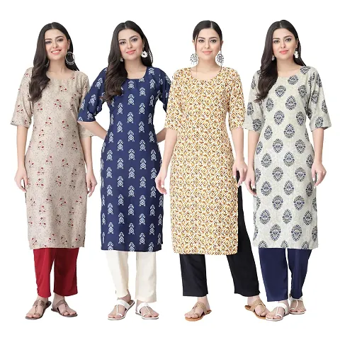 Trendy Crepe Kurta For Women- Combo Of 4